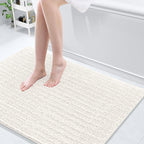 Arotive Luxury Chenille Bathroom Rug Mat, Extra Soft Thick Absorbent Shaggy Bath Rugs, Non-Slip Machine Wash Dry, Plush Bath Mats for Bathroom, Shower and Tub, 44x32, Ivory