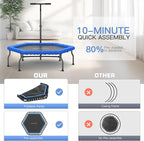 ANCHEER 50" Rebounder Trampoline for Adults With Bar, 550 LBS Mini Trampoline Quiet Exercise Bungee Jumping Cardio Trainer Workout