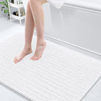 Arotive Luxury Chenille Bathroom Rug Mat, Extra Soft Thick Absorbent Shaggy Bath Rugs, Non-Slip Machine Wash Dry, Plush Bath Mats for Bathroom, Shower and Tub, 50x30, White