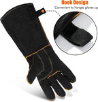 LeaSeek Leather Forge Welding Gloves, Heat/Fire Resistant Barbecue Gloves,Mitts for Fireplace,BBQ,Welder,Grill,Oven,Stove,Tig