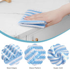 Homaxy 12 Pack Kitchen Dish Cloths, Ultra Soft and Absorbent Dish Towels, Reusable Fast Drying Microfiber Cleaning Cloth, Coral Velvet Wave Design No-lint, 10 x 10 inches, Blue