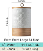 Large Jar with Lid, Ceramic Coffee Container Kitchen Food Storage Jars with Airtight Lids for Spice Cookie Ground Coffee, Decorative Jars for Coffee Countertop, Bar Accessories- White 64 fl.oz