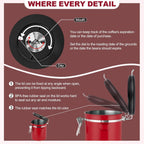 ShanSon Coffee Canister Airtight Coffee Container Stainless Steel Coffee Bean Storage Container with Scoop Coffee Canister for Beans Grounds Sugar Flour Tea Cereal,22OZ,Red