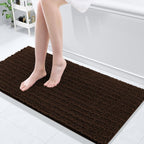 Arotive Luxury Chenille Bathroom Rug Mat, Extra Soft Thick Absorbent Shaggy Bath Rugs, Non-Slip Machine Wash Dry, Plush Bath Mats for Bathroom, Shower and Tub, 47x17, Brown