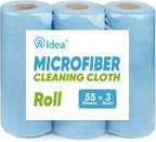 AIDEA Microfiber Cleaning Cloth 165 Sheets 3 Roll, Microfiber Towels for Cars, Blue Shop Towels, Shop Rags Washable, Cleaning Rags Reusable Paper Towels for Automotive, Workshops, House,11×9"
