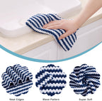 Homaxy Kitchen Towels(12 Pack, 10 x 20 inches), Ultra Soft and Absorbent Dish Towels, Reusable Fast Drying Microfiber Cleaning Cloth, Coral Velvet Wave Design No-lint, Navy Blue