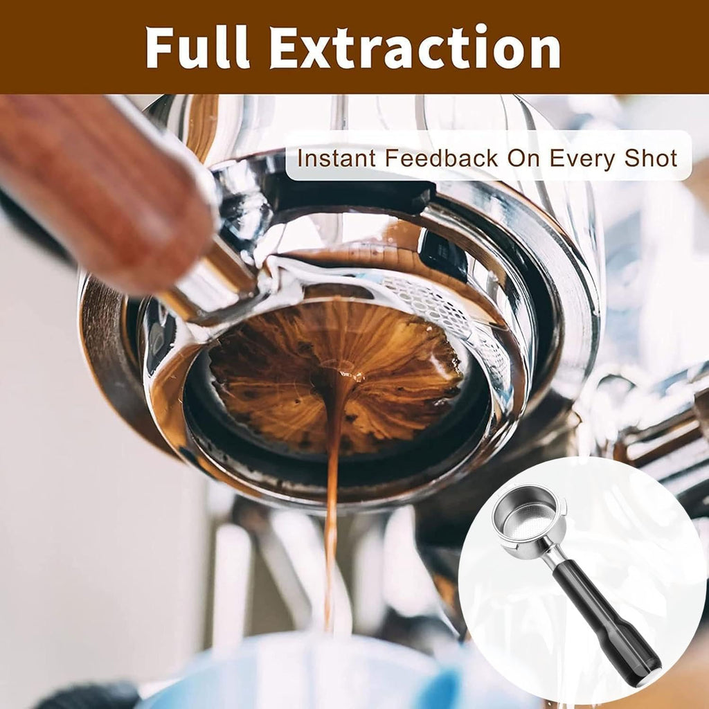 54mm Coffee Bottomless Portafilter, Compatible with Breville Barista Bes 870/878/880/876/840/810/500/450 Replacement Parts Bottomless Portafilter(Pear wood color)