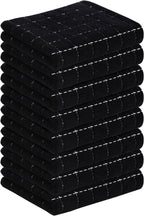 Homaxy 100% Cotton Terry Kitchen Towels(Black, 13 x 28 inches), Checkered Designed, Soft and Super Absorbent Dish Towels, 8 Pack