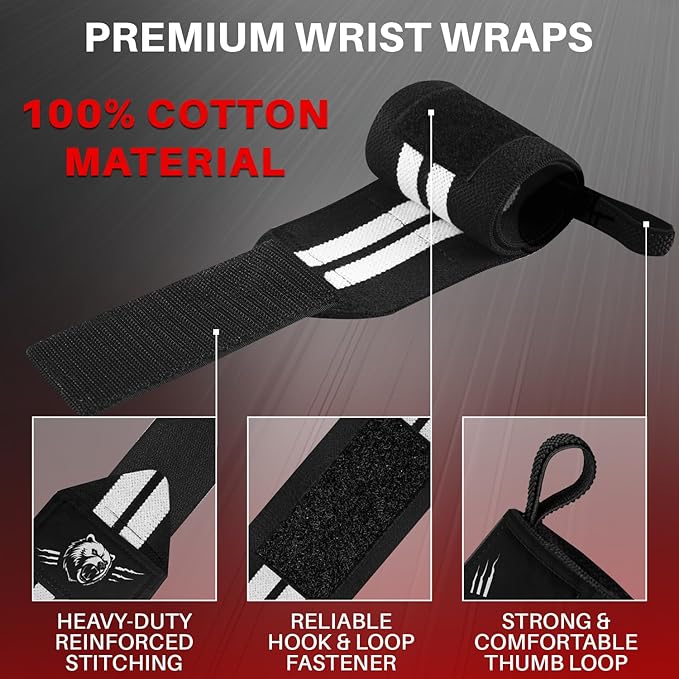 TECEUM Weightlifting 18" & 12" Wrist Wraps with Thumb Loop – Heavy Duty Wrist Workout Braces for Men and Women – Ideal for Powerlifting, Strength Training, Bodybuilding