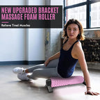 Trigger Point Foam Roller with Stand, 18 Inch Medium Density Foam Roller Long Yoga Roller Foam Exercise Roller for Physical Therapy, Muscles Deep Tissue, Pilates, Back Pain and Muscle Recovery (Pink)