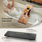 Tinamo Black Bathtub Caddy Tray Table | 35x9x2.5 Inch Large Bath Tub Tray Wooden | Anti-Tipping, Sustainable Tub Tray for Bathtub | Bathtub Accessories Holders for Bathtub (Acacia Wood)