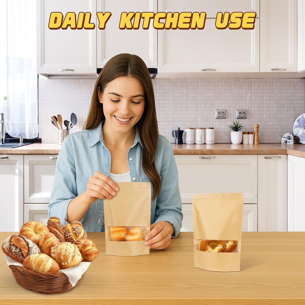 50 Pack Smell Proof Bag, Stand Up Zip Lock Bags, Cookie Bags with Seal, Resealable Pouches, Packing Bags for Cheese, Herbs, Coffee, Spice, Nuts, Soap, Bath Salts, Party Favors, Tea