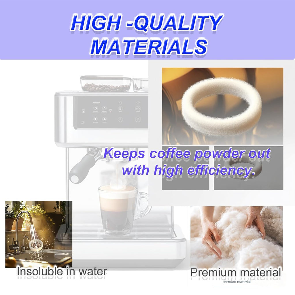 6-Piece Felt Washer Replacement for Breville Espresso Machine Grinders - Compatible with BES870/BES878/BES880/BES980/BCG820 Models, Espresso Grinder Felt Ring Eiranoly