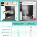 Expandable Pull Out Cabinet Organizer, Adjustable Width:12.3~18.5''W x 22.5''D Under Sink Organizer, Drawer Storage Shelves for Kitchen, Bathroom, Closet, Pantry, Cupboard, Pots, Pans