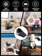 3PCS Drinking Cup Holder Clip Kalolary Chair Desk Bottle Cup Stand DIY Glass Clamp Storage Saucer Clip with Groove for Potted Plant Beverage Coffee Mug Holder Clip for Home & Office (Black)