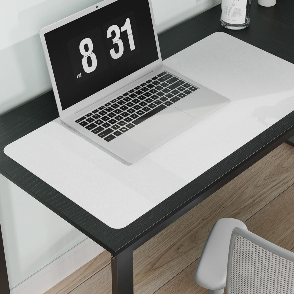 Pure White Plastic Table Cover Protector, 24" x 48" Waterproof Easy Flat PVC Desk Pad Mat, 1.5mm Thick Rectangle Vinyl Table Top Protector for Dining Room Table, Office, Dresser