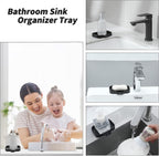 Silicone Bathroom Soap Dishes with Drain Spout-Bathroom and Kitchen Sink Organizer,Sponge Holder,Dish Soap Tray,Perfect for Dispenser,Scrubber,Bottle,Cup on Sink or Counter-Black 4.9"×3.2"