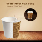 120 Pack 12 oz Coffee Cups, Disposable Corrugated Insulated Ripple Wall Paper Coffee Cups 12oz for Hot or Cold Drinks Office Home Cafe Party Travel (Champagne)