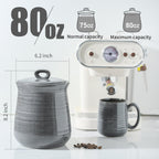 Hasense Coffee Canister with Airtight Lid, Porcelain Food Storge Container for Kitchen, Large Cookies Jar for Countertop, Ideal for Coffee Bean, Flour, Sugar, Cereal, 80 FL OZ(Grey)