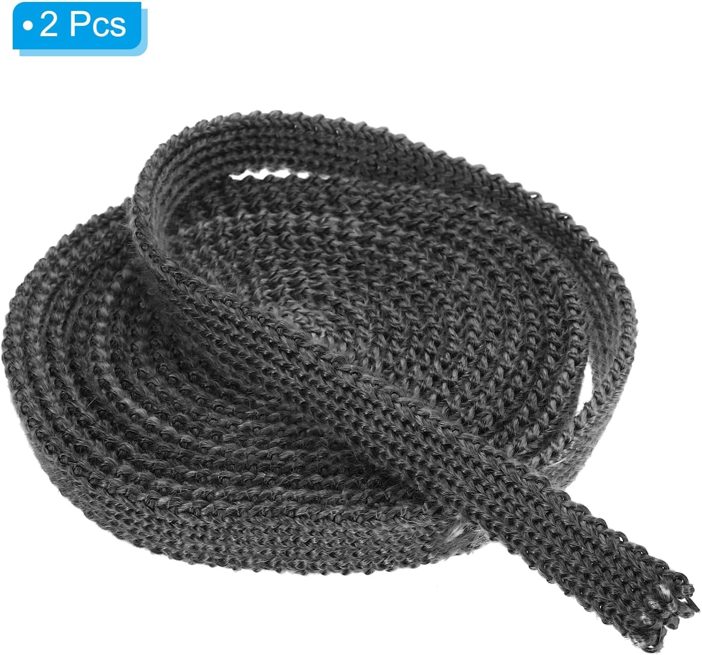 PATIKIL Wood Stove Gasket, 2Pcs 9/16" x 1/8" x 118" Flat Graphite Fiberglass High-Temperature Resistance Seal Rope for Stoves Fireplace Door, Black