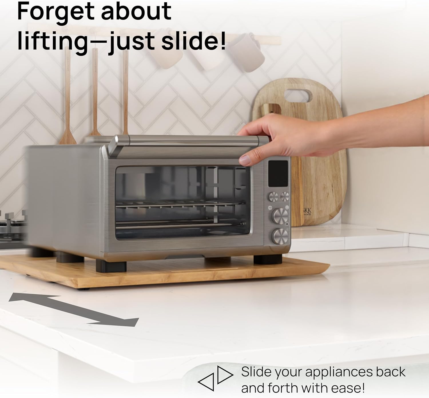 Ibyx Elegant Sliding Tray for Your Coffee Maker & Heavy Kitchen Appliances - Sturdy, Slides Easily from Under The Cabinet (Natural, 21" W x 15" D)