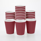 Restaurantware 12 Ounce Ripple Wall Disposable Coffee Cups, 500 Insulated Crimson Paper Tumblers with Rolled Rim Design, Lids Sold Separately for Hot Drinks like Tea, Hot Chocolate and More