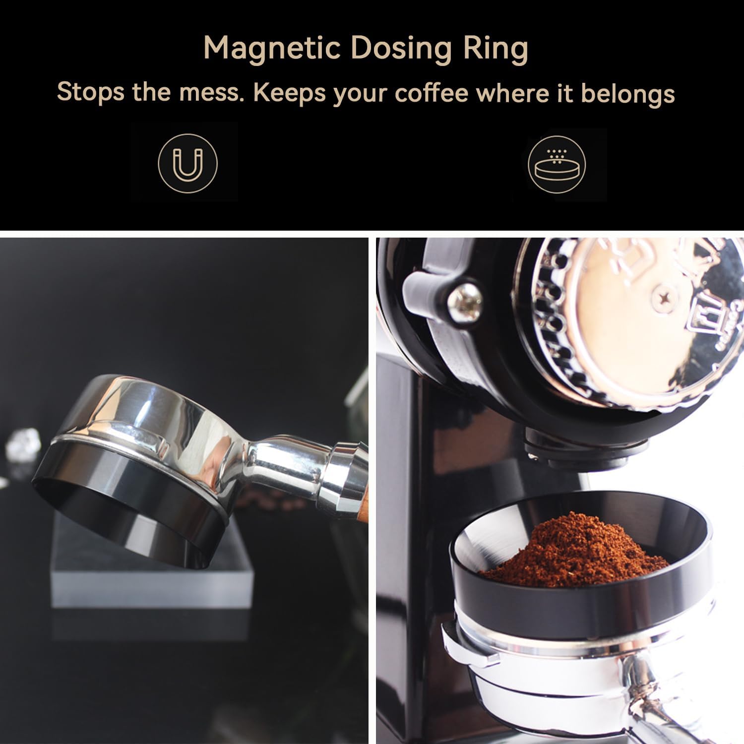 Espresso Accessories Kit 2-in-1 Coffee Distributor and Tamper Leveler, WDT Tool and Magnetic Dosing Funnel (54mm)