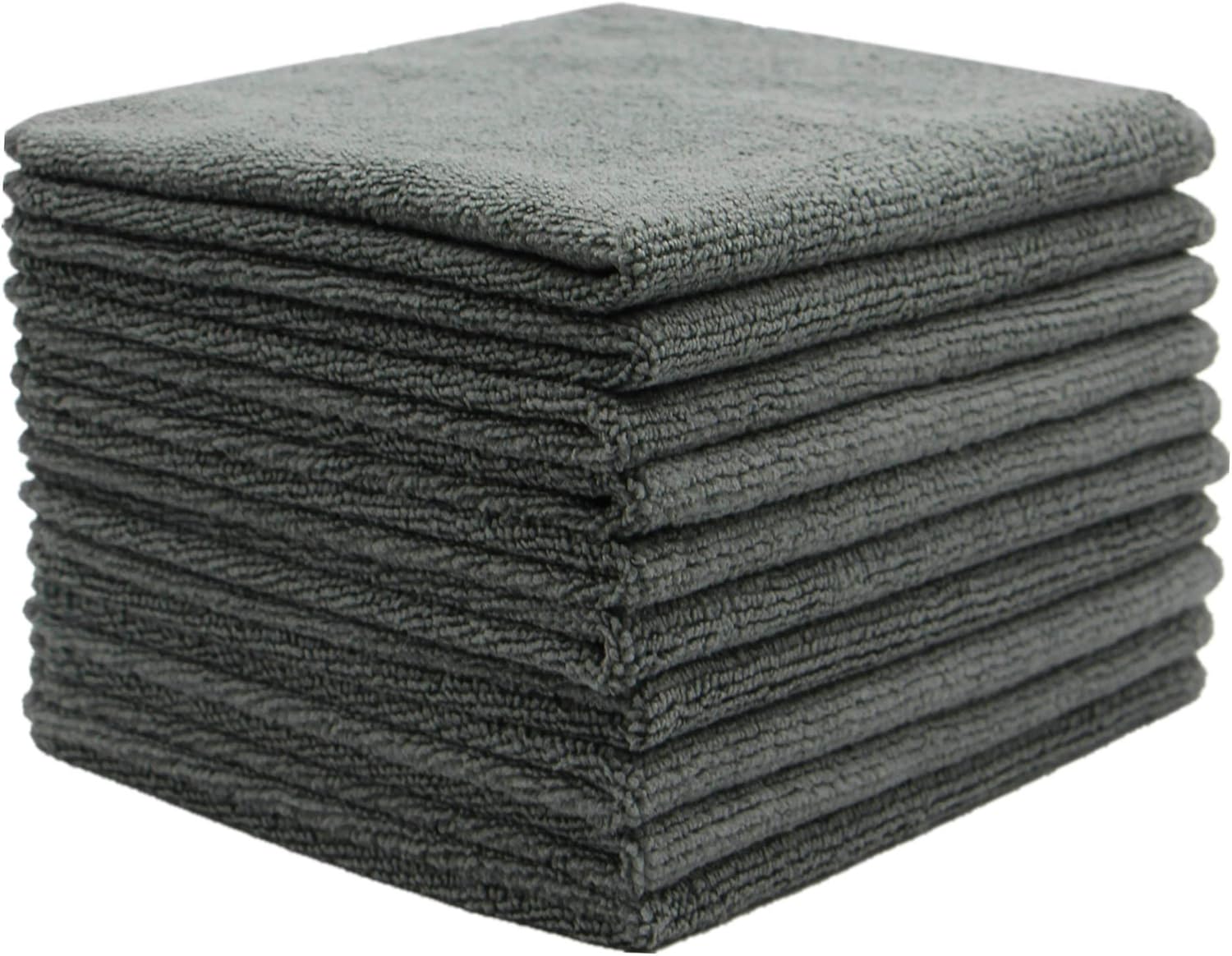 Microfiber Dish Cloths Ultra Absorbent Kitchen Dish Rags for Washing Dishes Fast Drying Cleaning Cloth 12InchX12Inch 10 Pack Gray