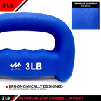 JFIT Neoprene D Grip Dumbbells - Single Weights 1LB-5LB - Premium Non-Slip, Hand Weights, Ergonomic Design