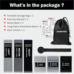 Long and Short Fabric Resistance Bands with Door Anchor 7 PCS, Non-Slip Stretch Booty Bands for Working Out Women & Men, Loop Exercise Elastic Bands for Home Physical Therapy Yoga Pilates