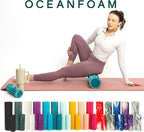 Oceanfoam Tidal Roller - Jade & Seafoam Marbled - Muscle Massage Foam Roller for Back Pain & Stretching - Firm and Ergonomic Wide Wave Textured - Yoga, Athletics, & Wellness - Full Size, 20" x 5"