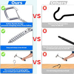 50 PCS Sliver Eye Screw Hooks for Hanging Heavy Duty with Safety Buckle.Metal Ceiling Hooks for Hanging Plants Cup Wind Chime Bird Feeders Patio Lights at Indoor&Outdoor