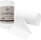 H4N Microfiber Cleaning Cloth Roll, 85 Pack Micro Fiber Wash Cloths for Car, Tear Away Towels, Ultra Absorbent Dish Rags, Non-Abrasive, Reusable and Washable Household Supplies, 11.81" x 11.81", White