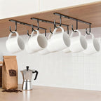 3pcs Under Cabinet Mug Hooks,Adhesive/Screw 2 Ways Install Mug Holder,Coffee Cups Hook with 9 Hooks,Mug Organizion Rack for Displaying Mugs/Cups/Kitchen Utensils (Black)