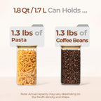 ComSaf 1.8 Qt Rectangle Glass Storage Containers with Lids, Glass Jars with Bamboo Lids, Clear Food Storage Jar, Sugar Coffee Containers, Pantry Storage Container for Pasta Rice Flour Oats Nuts Tea