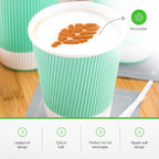 Restaurantware 12 Ounce Ripple Wall Disposable Coffee Cups, 500 Insulated Midnight Light Green Paper Tumblers with Rolled Rim Design, Lids Sold Separately for Hot Drinks like Tea, Hot Chocolate