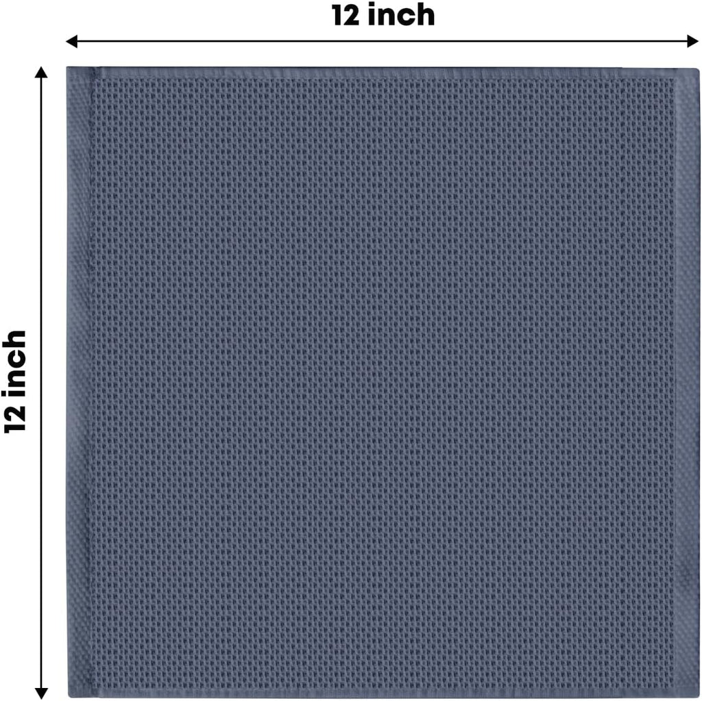 Artoid Mode 100% Cotton Navy Blue Light Dark Grey Waffle Weave Kitchen Dish Cloths, 12x12 Inch Ultra Soft Absorbent Quick Drying Kitchen Dish Towels Set of 6, Multicolor