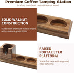 Walnut Espresso Tamping Station 54mm – Coffee Tamper Station with Raised Portafilter Platform, Flat Anti-Slip Base & Natural Wood Texture – Espresso Tamper Station for Home Barista Setup