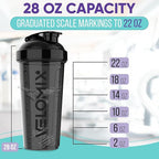 '-2 Pack- 28 oz Protein Shaker Bottles for Protein Mixes - 2x Wire Whisk | Leak Proof Shaker Cups for Protein Shakes | Protein Shaker Bottle Pack (Black/Turquoise)