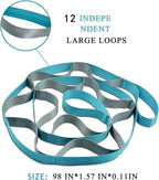SANKUU Yoga Straps Stretching Strap with 12 Loops Workout Poster, Straps for Stretching Physical Therapy Equipment Long Stretch Out Bands for Exercise, Pilates and Gymnastics for Women Men