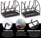 RHBLME 2 Packs Glass Drying Rack, Vertical Bottle Drying Rack Glass Bottle Holder with Drain Tray, Silicone Protective Hooks, Carbon Steel Non Slip Cup Mug Organizer for Glass Coffee Mug Countertop