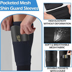 1 Pair Men's Grip Soccer Socks and 1 Pair Shin Guard Sleeves,1 Pair Sleeves with Optimized lnsert Pocket and Shin Guards