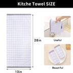 Homaxy 100% Cotton Terry Kitchen Towels(White, 13 x 28 inches), Checkered Designed, Soft and Super Absorbent Dish Towels, 12 Pack