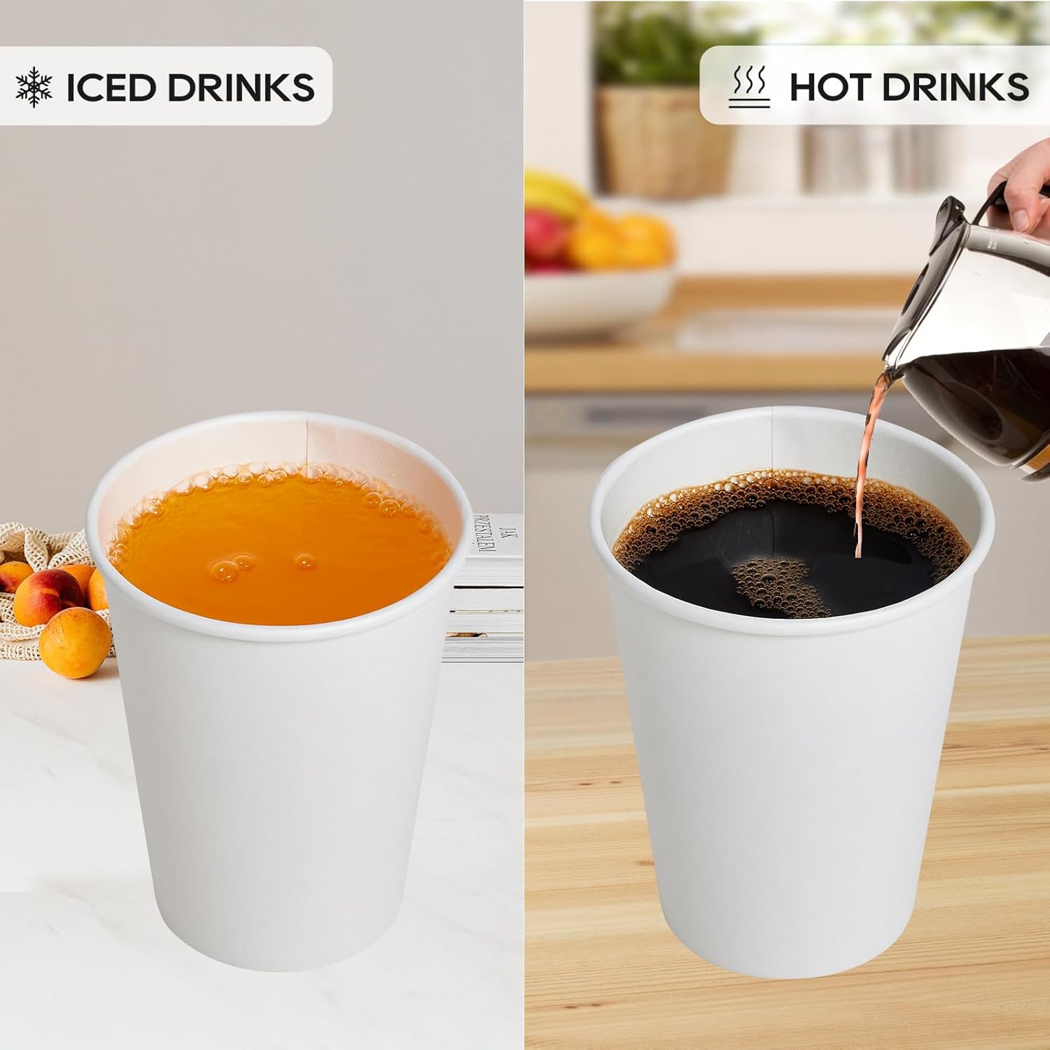 JOLLY PARTY [100 Pack] 16 oz Paper Coffee Cups, Disposable Paper Cup with Lids, Hot/Cold Beverage Drinking Cup for Water, Juice, Coffee or Tea, Suitable for Home, Shops and Cafes