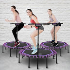 ONETWOFIT 51" Silent Trampoline with Adjustable Handle Bar, Fitness Trampoline Bungee Rebounder Jumping Cardio Trainer Workout for Adults…