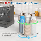 Cup and Lid Holder, 4 Compartment, Square | Rotating Coffee Cup Dispenser Lid Carousel for Restaurant, Buffet, Coffee Station, Bar, Countertop, Clear Acrylic