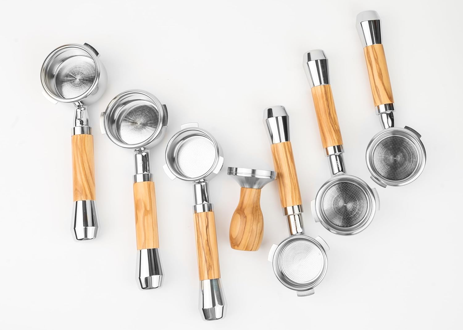 LILQ 58mm Bottomless Naked 2 Ears Portafilter Compatible with E61 Grouphead Machines– Includes 18–20g Basket (Olive Fusion, 58mm For E61)