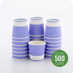 Restaurantware 4 Ounce Ripple Insulated Coffee Cups, 500 Double Wall Corrugated Light Purple Paper Tumblers, Leakproof, Non-Slip Design, Recyclable, Ribbed Surface, Matching Lids Sold Separately