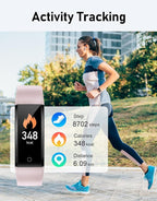 GRV No Bluetooth Pedometer Watch Fitness Tracker No Phone Needed, Step Counter Calories/Sleep Tracker for Walking Running for Men Women Waterproof (Pink)