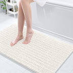 Arotive Luxury Chenille Bathroom Rug Mat, Extra Soft Thick Absorbent Shaggy Bath Rugs, Non-Slip Machine Wash Dry, Plush Bath Mats for Bathroom, Shower and Tub, 47x24, Ivory